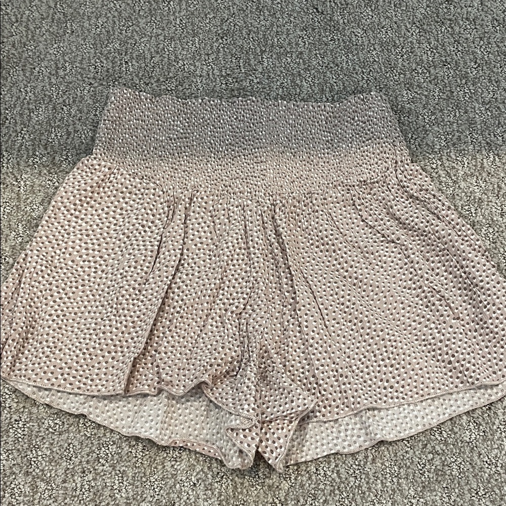 Aerie High Waist Textured Cream Shorts